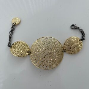 1AR Unoaerre Elegant Gold & Rutherium Black Disc Bracelet